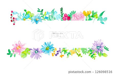 Watercolor painting. Colorful spring petal frame with watercolor touch. Vector illustration of colorful flowers Watercolor painting. Colorful spring petal frame with watercolor touch. Vector illustration of colorful flowers 126098516