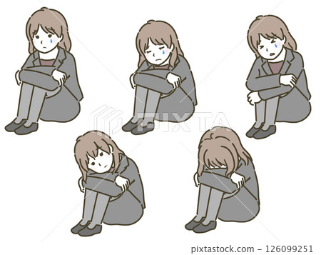 Young woman crying with knees (suit) 126099251
