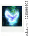 Bird: Blue feathers shining in the dark and a fantastic green forest Ai Polar style 126099402