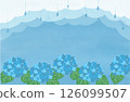 Rainy season, rainy day hydrangea hand-drawn illustration landscape 126099507