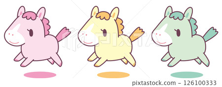 Running three-colored little horse Running three-colored little horse 126100333