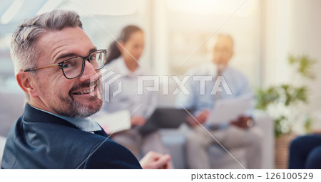 Portrait, happy businessman and mature ceo in investment meeting, coworking and private equity in office. Smile, manager and corporate professional with glasses or confident boss at venture capital Portrait, happy businessman and mature ceo in investment meeting, coworking and private equity in office. Smile, manager and corporate professional with glasses or confident boss at venture capital 126100529