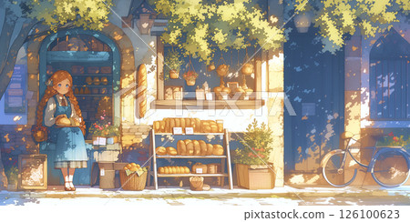 A girl who runs a bakery. Woman. Watercolor. Illustration. 126100623