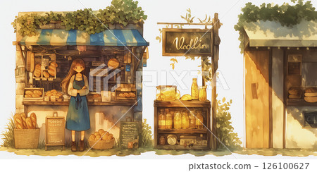 A girl who runs a bakery. Woman. Watercolor. Illustration. 126100627
