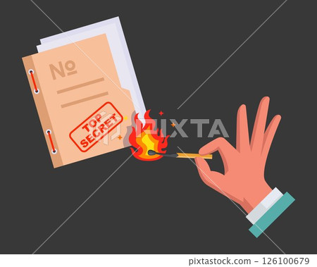 destroy secret documents. set fire to paper. 126100679
