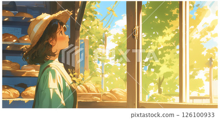 A girl who runs a bakery 126100933