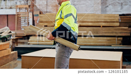 Wood, engineer and hands with blueprint, factory and man with furniture design, material and project. Warehouse, architecture and person with info for manufacturing, carpentry and productivity Wood, engineer and hands with blueprint, factory and man with furniture design, material and project. Warehouse, architecture and person with info for manufacturing, carpentry and productivity 126101185