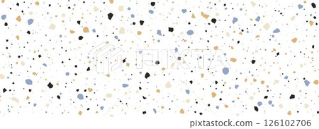White Terrazzo seamless pattern. Repeating granite stone texture. Color Italian mosaic surface design for paving, floor tile swatch, decoration. Venetian marble background concept. Vector 126102706