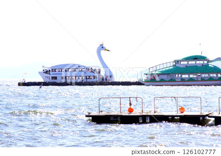 Lake Inawashiro, Inawashiro sightseeing boat, Inawashiro, Hakucho-maru, Nagahama, Lakeside, Kame-maru, Swan boat, Lake, Fukushima Prefecture, Okinazawa 126102777