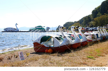 Lake Inawashiro, Inawashiro sightseeing boat, Inawashiro, Hakucho-maru, Nagahama, Lakeside, Kame-maru, Swan boat, Lake, Fukushima Prefecture, Okinazawa Lake Inawashiro, Inawashiro sightseeing boat, Inawashiro, Hakucho-maru, Nagahama, Lakeside, Kame-maru, Swan boat, Lake, Fukushima Prefecture, Okinazawa 126102779