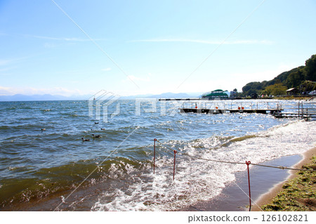 Lake Inawashiro, Inawashiro sightseeing boat, Inawashiro, Hakucho-maru, Nagahama, Lakeside, Kame-maru, Swan boat, Lake, Fukushima Prefecture, Okinazawa Lake Inawashiro, Inawashiro sightseeing boat, Inawashiro, Hakucho-maru, Nagahama, Lakeside, Kame-maru, Swan boat, Lake, Fukushima Prefecture, Okinazawa 126102821