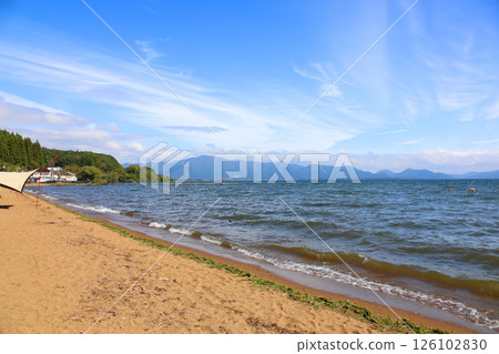 Lake Inawashiro, Inawashiro sightseeing boat, Inawashiro, Hakucho-maru, Nagahama, Lakeside, Kame-maru, Swan boat, Lake, Fukushima Prefecture, Okinazawa Lake Inawashiro, Inawashiro sightseeing boat, Inawashiro, Hakucho-maru, Nagahama, Lakeside, Kame-maru, Swan boat, Lake, Fukushima Prefecture, Okinazawa 126102830