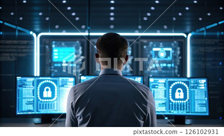 cybersecurity data breach concept, Professional monitoring in a tech security environment 126102931