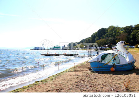 Lake Inawashiro, Inawashiro sightseeing boat, Inawashiro, Hakucho-maru, Nagahama, Lakeside, Kame-maru, Swan boat, Lake, Fukushima Prefecture, Okinazawa 126103051