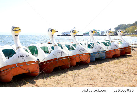 Lake Inawashiro, Inawashiro sightseeing boat, Inawashiro, Hakucho-maru, Nagahama, Lakeside, Kame-maru, Swan boat, Lake, Fukushima Prefecture, Okinazawa 126103056