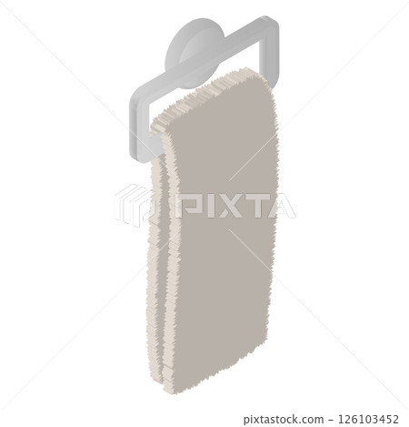 等距銀色金屬毛巾架，配有米色毛巾向量圖 126103452