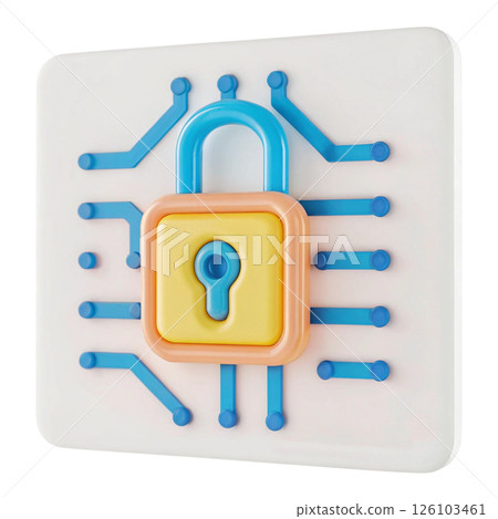 Cybersecurity concept, Digital lock and circuit design concept illustration 126103461
