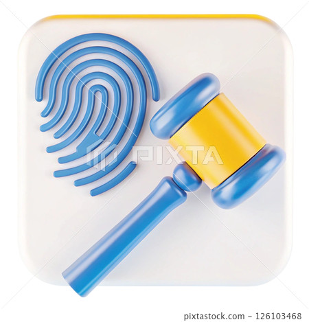 Cybersecurity law concept, Legal icon with gavel and fingerprint design Cybersecurity law concept, Legal icon with gavel and fingerprint design 126103468