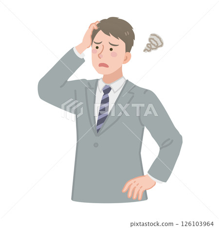 A worried businessman looking up A worried businessman looking up 126103964