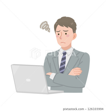 A businessman who is worried about looking at a PC 126103994