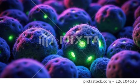 Colorful microscopic view of spherical structures in clusters. Colorful microscopic view of spherical structures in clusters. 126104530