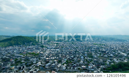 Aerial view of modern city and blue sky 126105496