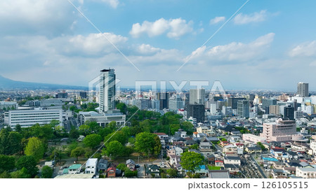Aerial view of modern city and blue sky Aerial view of modern city and blue sky 126105515