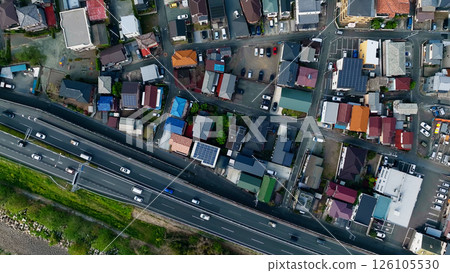Aerial view of modern city and roads 126105530