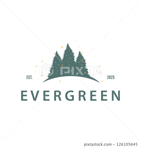Natural beauty forest concept design with beautiful forest logo and dense trees, fresh natural atmosphere, illustration of product business brand symbol template 126105645