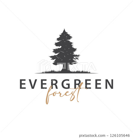 Natural beauty forest concept design with beautiful forest logo and dense trees, fresh natural atmosphere, illustration of product business brand symbol template 126105646
