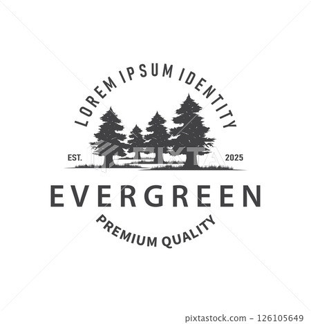 Natural beauty forest concept design with beautiful forest logo and dense trees, fresh natural atmosphere, illustration of product business brand symbol template 126105649