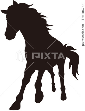 Galloping horse front silhouette Galloping horse front silhouette 126106288