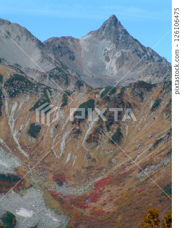 秋季從北阿爾卑斯山的唐澤冰斗到落腳山和槍山的槍穗高橫斷面全景(長野縣一側) 秋季從北阿爾卑斯山的唐澤冰斗到落腳山和槍山的槍穗高橫斷面全景(長野縣一側) 126106475