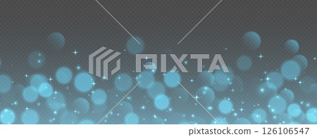 Blue bokeh with stars and sparkles, shiny overlay decoration isolated on grey background. 126106547