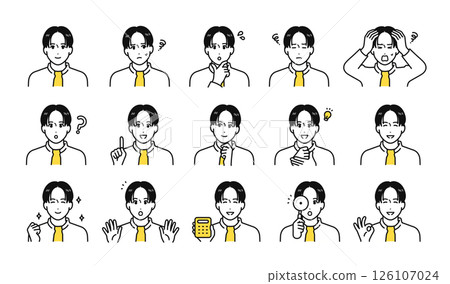 College student facial expression icon set 126107024
