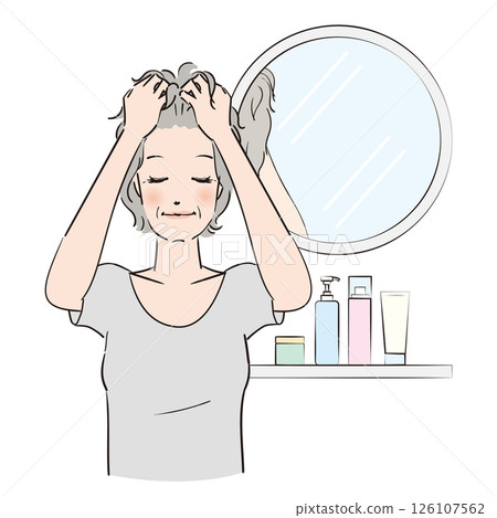 一位女士正在徹底按摩頭皮 一位女士正在徹底按摩頭皮 126107562