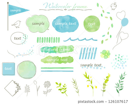 清新美麗的水彩畫框插圖套裝，非常適合夏天 126107617