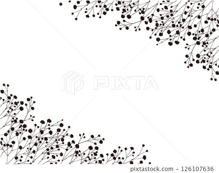 Frame of monochrome silhouettes of baby's breath Frame of monochrome silhouettes of baby's breath 126107636