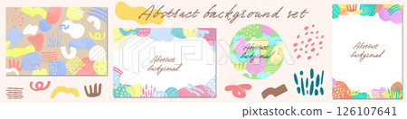 一組抽象形狀裝飾邊框和背景 126107641