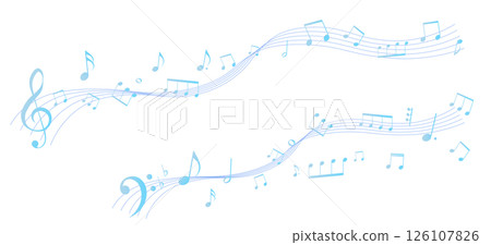 A refreshing perspective music sheet frame illustration, musical staff, background illustration, illustration of musical notes and musical symbols 126107826