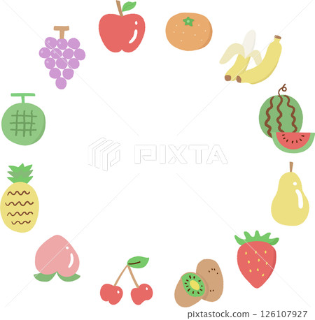 Hand-drawn fruit illustration frame, circular 126107927