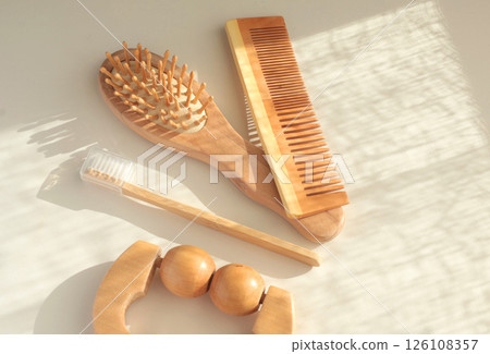 Wooden bath set. Massage roller, comb. Body care. Natural material and ecology. Protection of nature. Wooden bath set. Massage roller, comb. Body care. Natural material and ecology. Protection of nature. 126108357