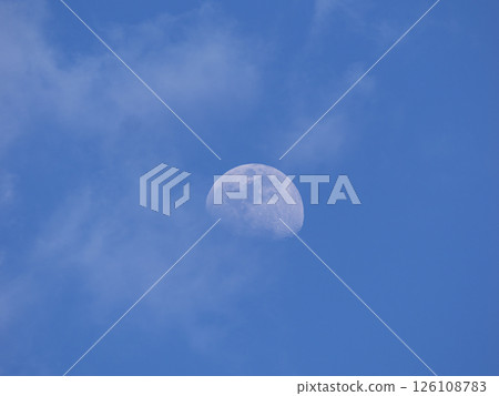 Morning blue sky and moon 126108783