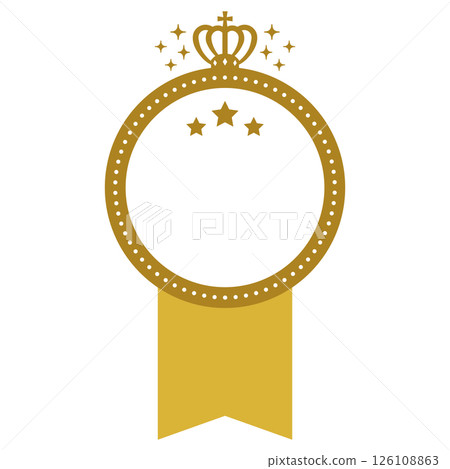 Premium ranking badge with crown and ribbon [Gold] 126108863