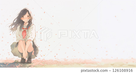 一個女孩蹲著檢查狀況 126108916