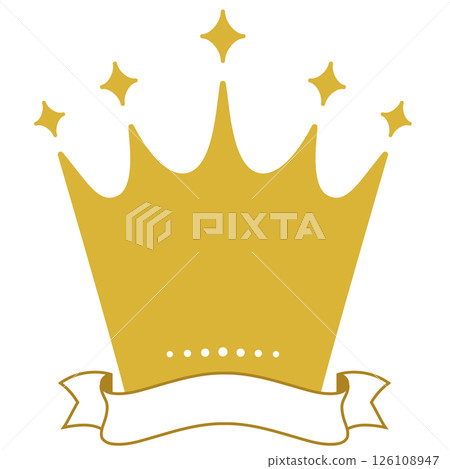 Premium ranking badge with a crown and ribbon [gold] 126108947