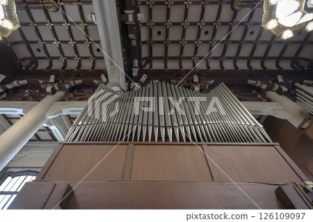 Classical Interior with Ornate Ceiling and Tall Columns, Tokyo Dec 7 2024 126109097