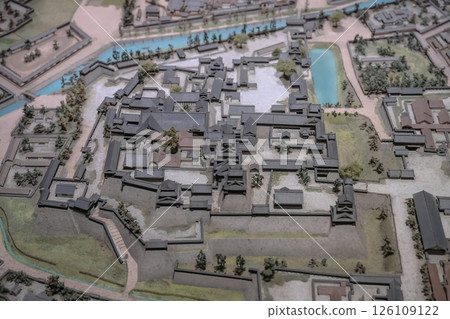 March 24 2025 Model of a Traditional Japanese Castle and Surrounding Village, Japan March 24 2025 Model of a Traditional Japanese Castle and Surrounding Village, Japan 126109122