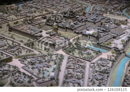March 24 2025 Model of a Traditional Japanese Castle and Surrounding Village, Japan March 24 2025 Model of a Traditional Japanese Castle and Surrounding Village, Japan 126109125