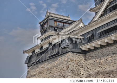 March 24 2025 Japanese Castle in Rich Detail Against a Clear Blue Sky, Japan 126109153